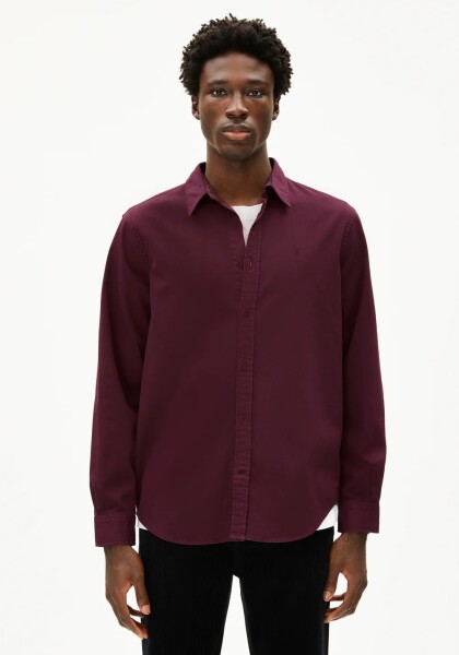 Armedangels Herren Hemd Giaalo GMT DYE dark cranberry