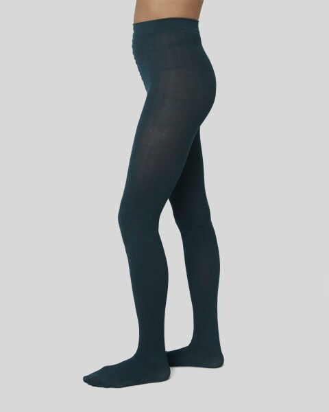 Swedish Stockings Damen Strumpfhose Ylva Wool Fishbone Dark Green