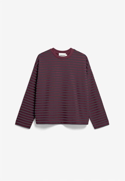 Armedangels Damen Pullover Frankaa Maarlen Stripe dark cranberry-dark steel