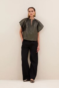 by bar Damen Bluse Vina metallic gold