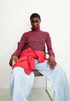 Armedangels Damen Longsleeve Grazilianaa Stripes tinted navy-candy apple