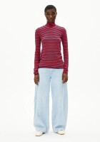 Armedangels Damen Longsleeve Grazilianaa Stripes tinted navy-candy apple