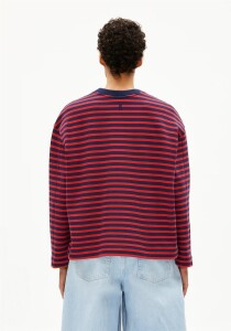 Armedangels Damen Pullover Frankaa Maarlen Stripe tinted navy-candy apple