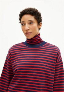 Armedangels Damen Pullover Frankaa Maarlen Stripe tinted navy-candy apple