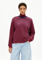 Armedangels Damen Pullover Frankaa Maarlen Stripe tinted navy-candy apple