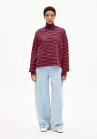 Armedangels Damen Pullover Frankaa Maarlen Stripe tinted navy-candy apple