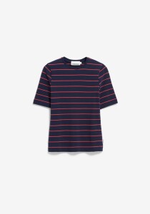 Armedangels Damen T-Shirt Jaanisara Fine Stripe tinted navy-carndy apple