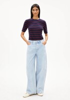 Armedangels Damen T-Shirt Jaanisara Fine Stripe tinted navy-carndy apple