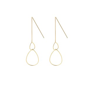 Juulry Damen Ohrringe J-007G Doppeltropfen Gold