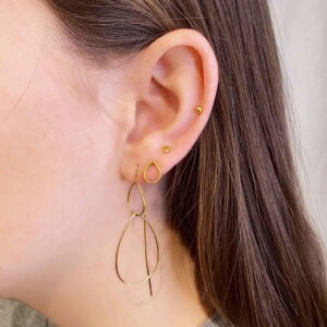 Juulry Damen Ohrringe J-007G Doppeltropfen Gold