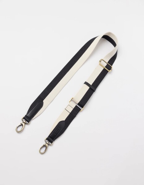 O My Bag Gurtband Striped Webbing Strap black & white / black classic leather