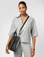 O My Bag Gurtband Striped Webbing Strap black & white / black classic leather