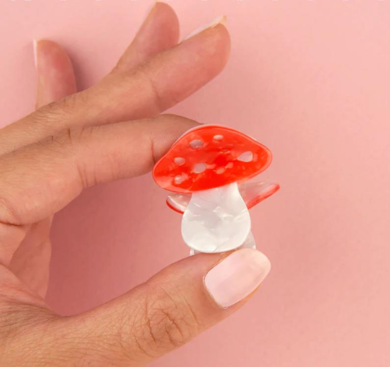Mini-Pilz-Haarspange Aus Acetat – Kleine Haarklammer Für Damen In Rot, Rutschfest & Stylisch