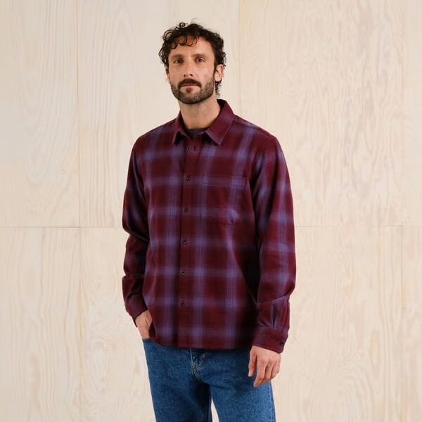 Dedicated Herren Hemd Rute Flannel Shadow Check Fig Red