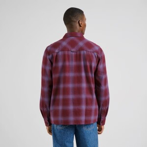 Dedicated Herren Hemd Rute Flannel Shadow Check Fig Red