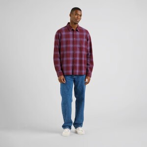 Dedicated Herren Hemd Rute Flannel Shadow Check Fig Red