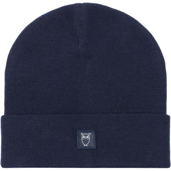 KnowledgeCotton UNISEX Mütze Merino Double Layer Badge Beanie 4210022 Total Eclipse