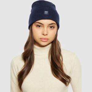 KnowledgeCotton UNISEX Mütze Merino Double Layer Badge Beanie 4210022 Total Eclipse