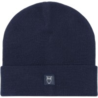 KnowledgeCotton UNISEX Mütze Merino Double Layer Badge Beanie 4210022 Total Eclipse