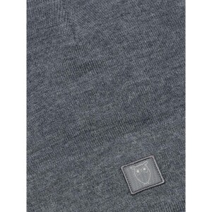 KnowledgeCotton UNISEX Mütze Merino Double Layer Badge Beanie 4210022 Dark Grey Melange