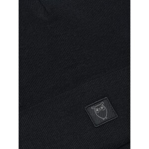 KnowledgeCotton UNISEX Mütze Merino Double Layer Badge Beanie 4210022 Black Jet