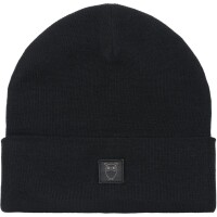 KnowledgeCotton UNISEX Mütze Merino Double Layer Badge Beanie 4210022 Black Jet