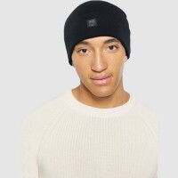 KnowledgeCotton UNISEX Mütze Merino Double Layer Badge Beanie 4210022 Black Jet
