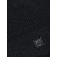 KnowledgeCotton UNISEX Mütze Merino Double Layer Badge Beanie 4210022 Black Jet