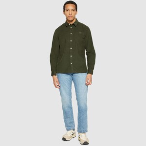 KnowledgeCotton Herren Hemd Dune regular corduroy 1090053 Forrest Night