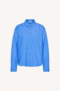 by bar Damen Bluse Lise Stripe azul blue