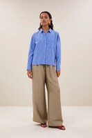 by bar Damen Bluse Lise Stripe azul blue