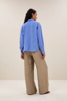 by bar Damen Bluse Lise Stripe azul blue