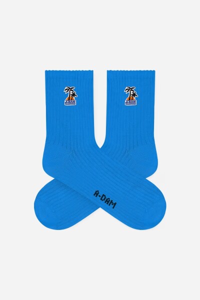 A-dam Unisex Socken Palm Tree Patch Blue