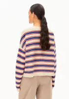 Armedangels Damen Pullover Merinaa Stripes oatmilk-mars red-dynamo blue