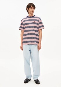 Armedangels Herren T-Shirt Maarkos multi stripes tinted navy-oatmilk