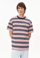 Armedangels Herren T-Shirt Maarkos multi stripes tinted navy-oatmilk