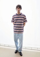 Armedangels Herren T-Shirt Maarkos multi stripes tinted navy-oatmilk