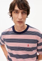 Armedangels Herren T-Shirt Maarkos multi stripes tinted navy-oatmilk