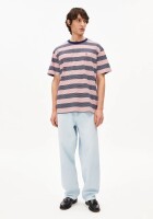 Armedangels Herren T-Shirt Maarkos multi stripes tinted navy-oatmilk