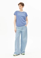 Armedangels Damen T-Shirt slub jersey stripe oatmilk-dynamo blue