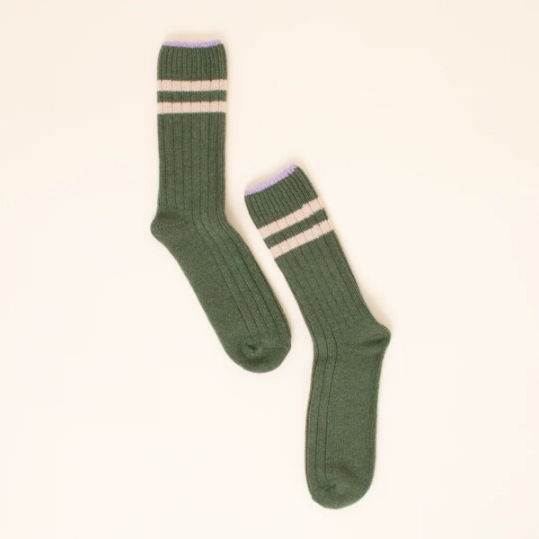 popeia Damen Socken dicke Stricksocken aus Wolle in Grün