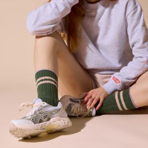 popeia Damen Socken dicke Stricksocken aus Wolle in Grün