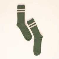 popeia Damen Socken dicke Stricksocken aus Wolle in Grün