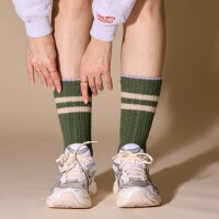 popeia Damen Socken dicke Stricksocken aus Wolle in Grün