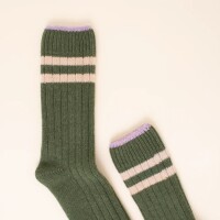 popeia Damen Socken dicke Stricksocken aus Wolle in Grün