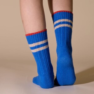 popeia Damen Socken dicke Stricksocken aus Wolle in Königsblau