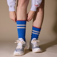 popeia Damen Socken dicke Stricksocken aus Wolle in Königsblau
