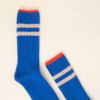 popeia Damen Socken dicke Stricksocken aus Wolle in Königsblau