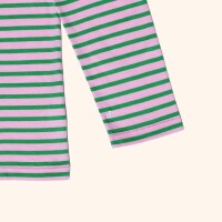 popeia Damen Sweater Langarmshirt Gestreift aus Bio-Baumwolle in Pink/Grün