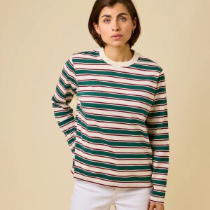 popeia Damen Sweater Langarmshirt Gestreift aus...
